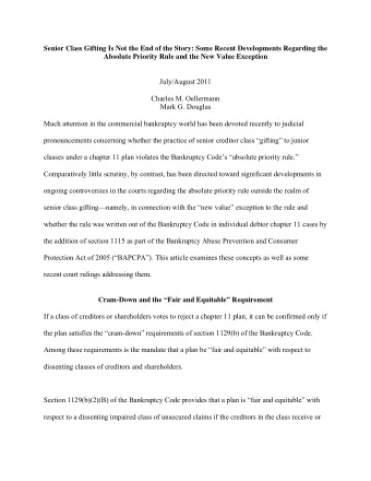 Senior Class Gifting Is Not the End of the Story: Some Recent Developments Regarding the  Absolute