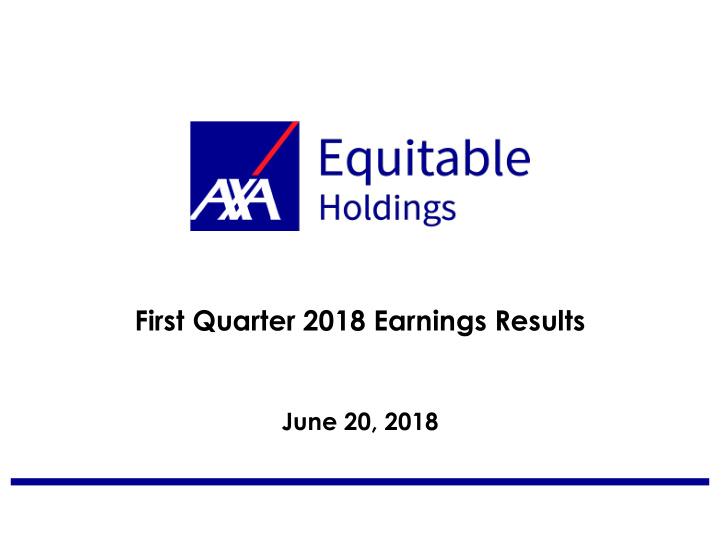 first quarter 2018 earnings results