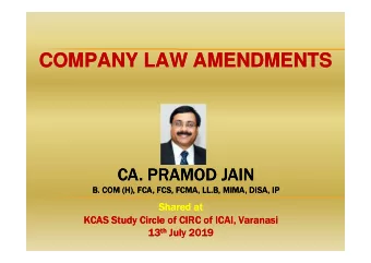 COMPANY LAW AMENDMENTS  COMPANY LAW AMENDMENTS