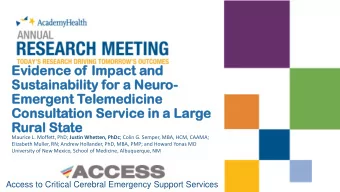 Su  Sust  stai  aina  nabi  bility  lity for  r a N  a Neu  euro-  Em  Emer  ergen  ent  t Tel