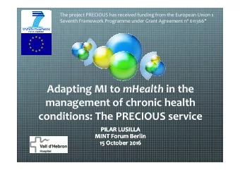 Adapting MI to mHealth in the Adapting MI to mHealth in the  management of chronic health