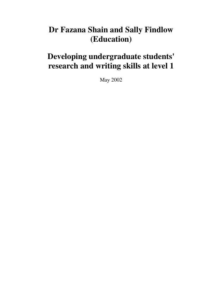 dr fazana shain and sally findlow education