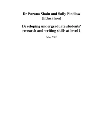 Dr Fazana Shain and Sally Findlow  (Education)  Developing undergraduate students' research and