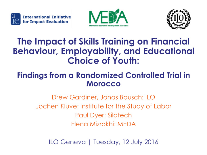 the impact of skills training on financial behaviour