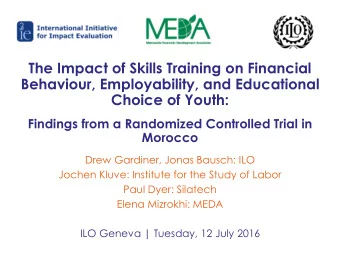 The Impact of Skills Training on Financial  Behaviour, Employability, and Educational  Choice of