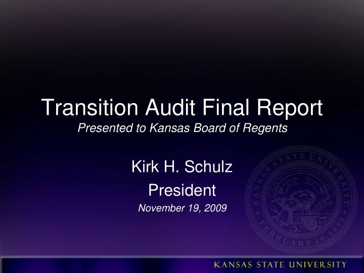 transition audit final report