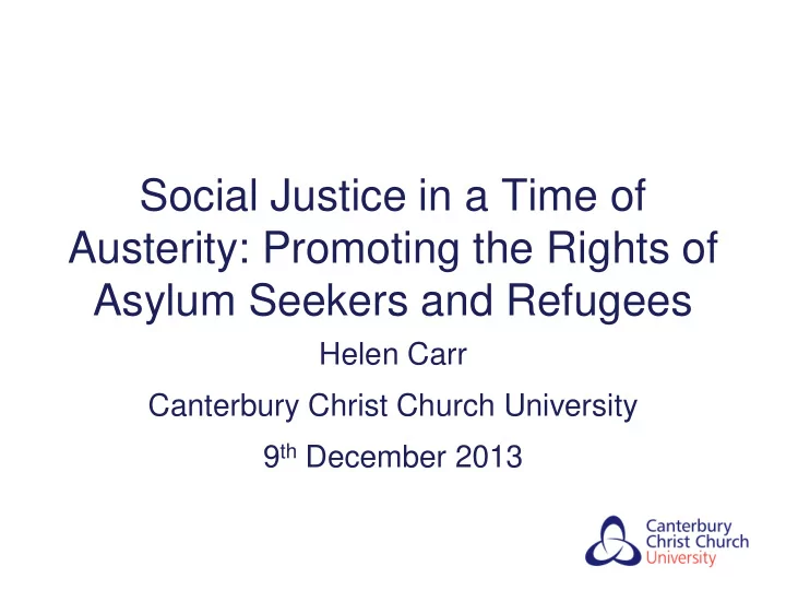 social justice in a time of austerity promoting the