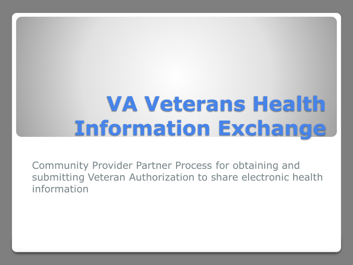 va veterans health information exchange