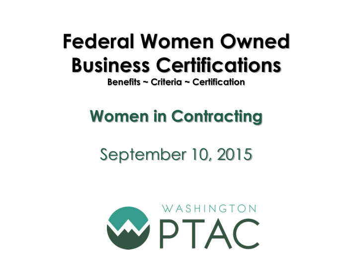 federal women owned business certifications