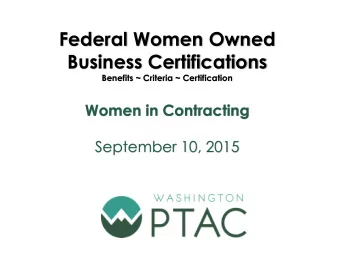Federal Women Owned  Business Certifications  Benefits ~ Criteria ~ Certification  Women in
