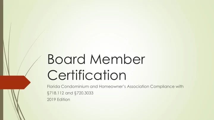 board member certification