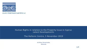 Human Rights in relation to the Property Issue in Cyprus  Latest Developments  The Hellenic Centre,