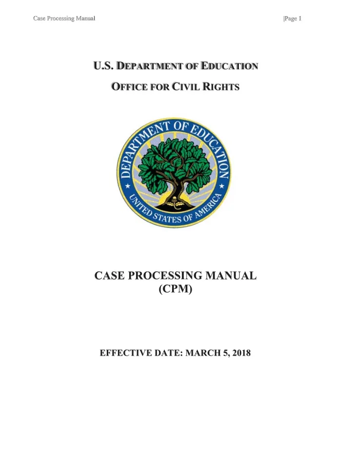 case processing manual cpm