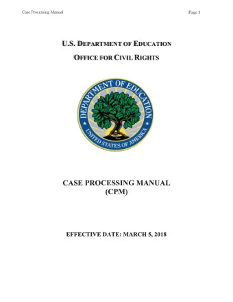 CASE PROCESSING MANUAL  (CPM)  EF  E  FF  FE  EC  CT  TI  IV  VE  E D  DA  AT  TE  E:  : M  MA  AR