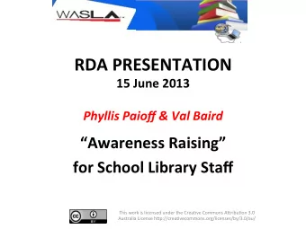 RDA  PRESENTATION    15  June  2013     Phyllis  Paioff  &amp;  Val