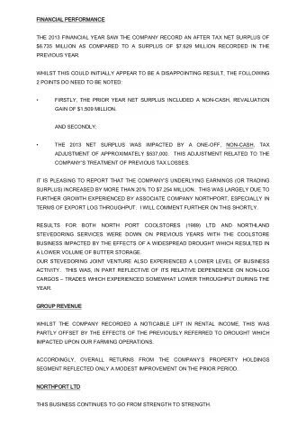 FIN  INANC  NCIA  IAL P  L PERF  RFORMA  MANC  NCE  THE 2013 FINANCIAL YEAR SAW THE COMPANY RECORD
