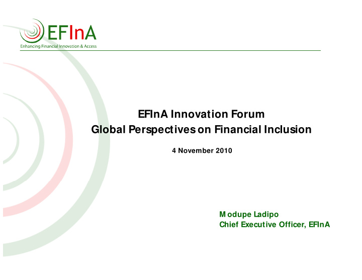 efina innovation forum global perspectives on financial