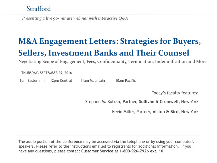 m a engagement letters strategies for buyers sellers