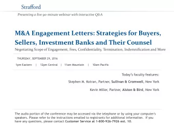 M&amp;A Engagement Letters: Strategies for Buyers,  Sellers, Investment Banks and Their Counsel