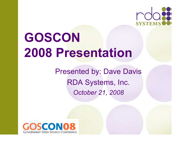 goscon 2008 presentation