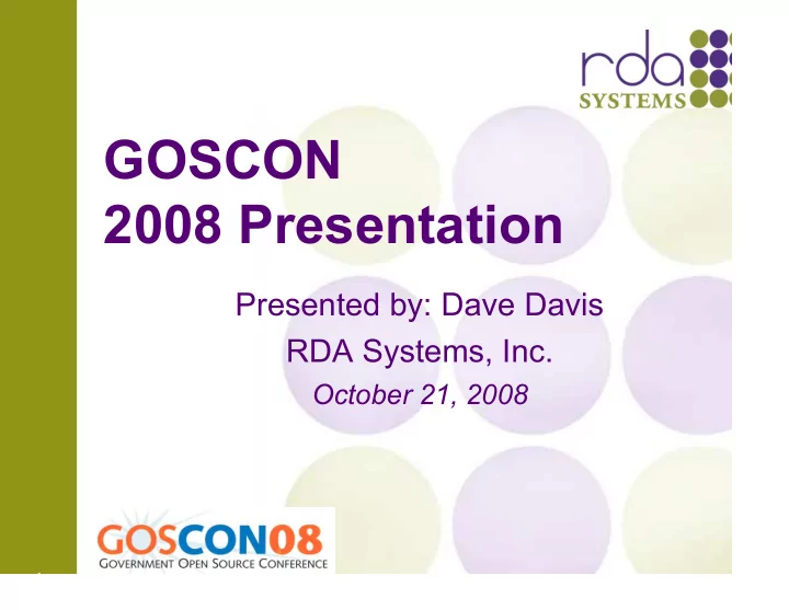 goscon 2008 presentation
