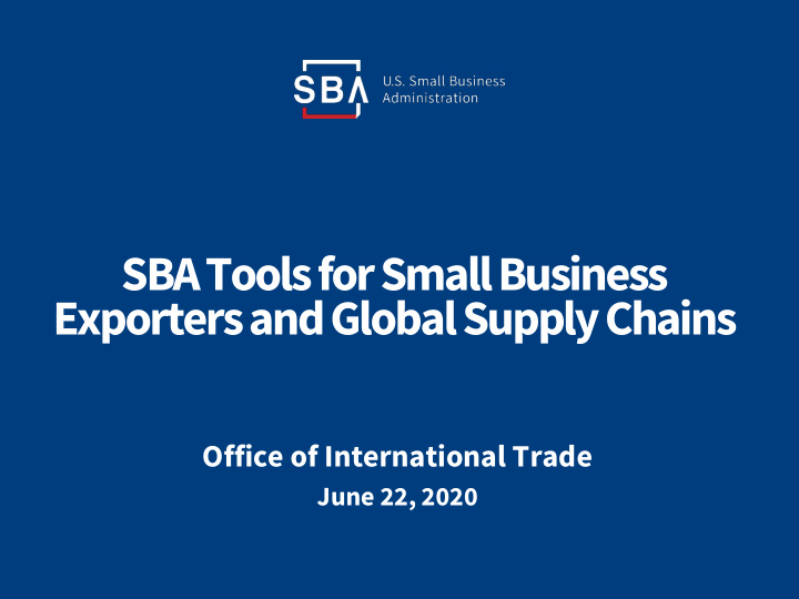 sba tools for small business exporters and global supply