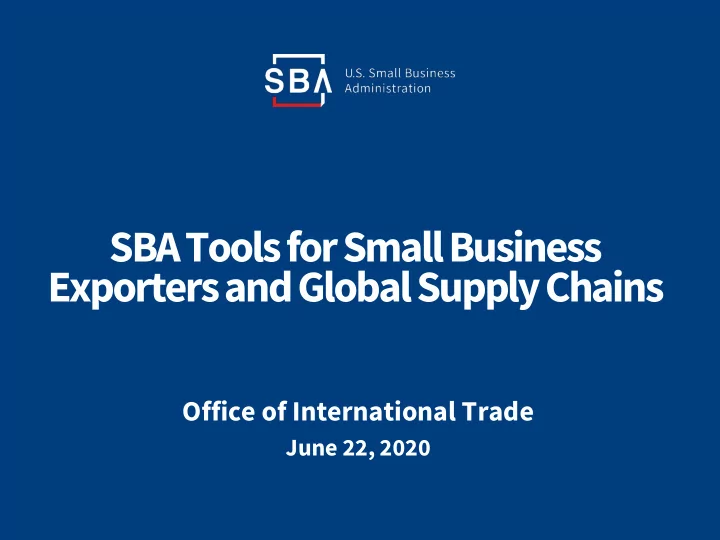 sba tools for small business exporters and global supply