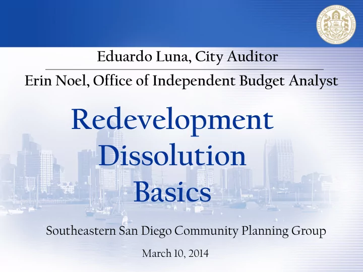 redevelopment dissolution basics