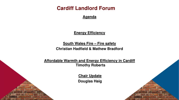 cardiff landlord forum agenda energy efficiency south