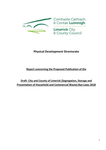 Physical Development Directorate  Report concerning the Proposed Publication of the  Draft- City