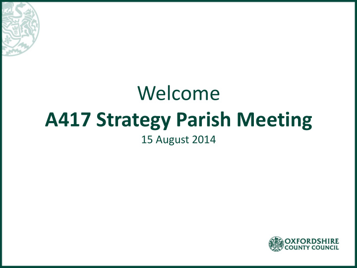 a417 strategy parish meeting