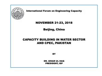 BY  DR. IZHAR UL HAQ  PRESIDENT  , IEP  WATER SECTOR  CHALLENGING STATEMENT Under an average