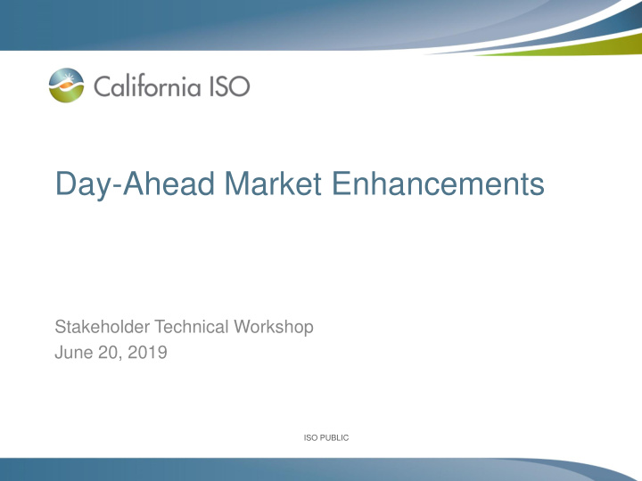 day ahead market enhancements