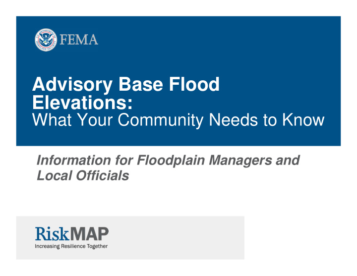 advisory base flood elevations