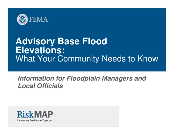 advisory base flood elevations