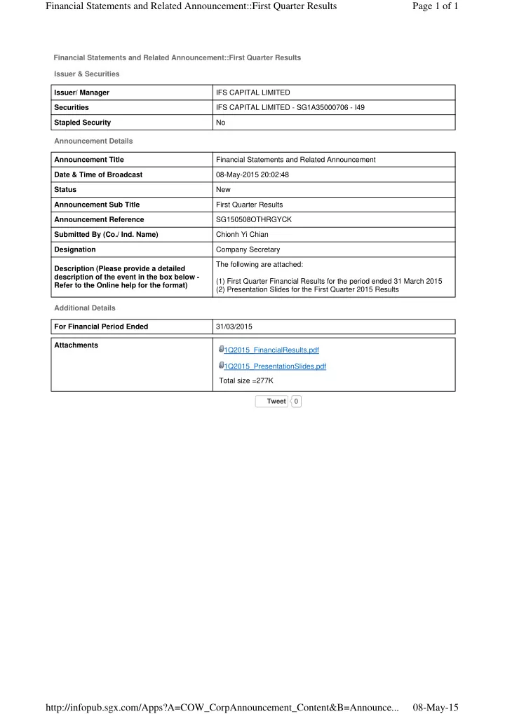 financial statements and related announcement first