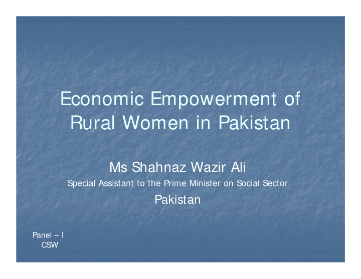 economic empowerment of rural women in pakistan
