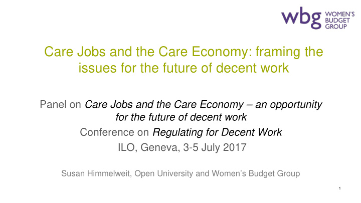 care jobs and the care economy framing the issues for the