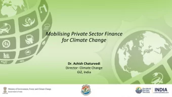Mobilising Private Sector Finance  for Climate Change  Dr. Ashish Chaturvedi  Director- Climate