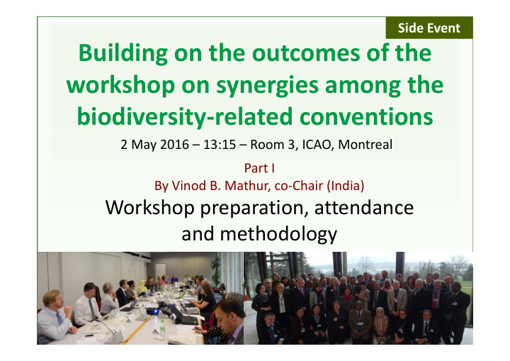 building on the outcomes of the workshop on synergies