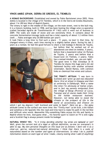 VINOS AMBIZ (SPAIN, SIERRA DE GREDOS, EL TIEMBLO) A NOMAD BACKGROUND : Established and owned by