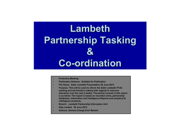 lambeth lambeth partnership tasking partnership tasking