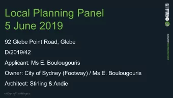 Local Planning Panel  5 June 2019  92 Glebe Point Road, Glebe  D/2019/42  Applicant: Ms E.