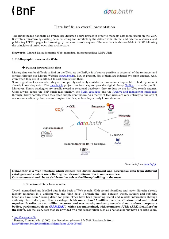 data bnf fr an overall presentation