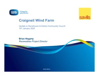 Craigneil Wind Farm  sdgsdgsdfg  Update to Stonehaven &amp; District Community Council 14 th