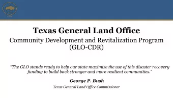 Texas General Land Office  Community Development and Revitalization Program  (GLO-CDR)  The GLO