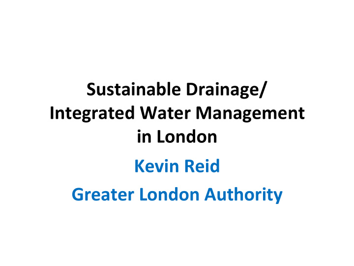 sustainable drainage integrated water management in