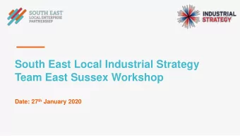South East Local Industrial Strategy  Team East Sussex Workshop Date: 27 th January 2020  Progress