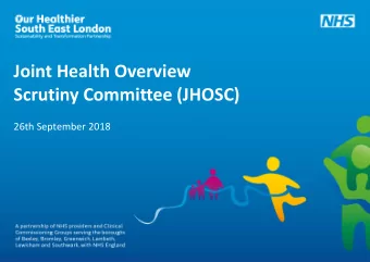 Joint Health Overview  Scrutiny Committee (JHOSC)  26th September 2018  Workstreams  Page Number