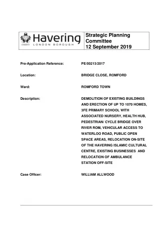 Strategic Planning  Committee  12 September 2019  Pre-Application Reference:  PE/00213/2017